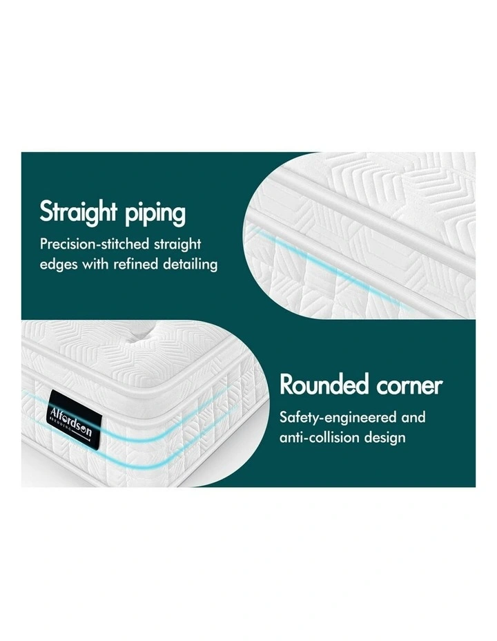 Queen Bed Euro Top Spring Foam Bedding Medium Firm Mattress 22cm in White image 7