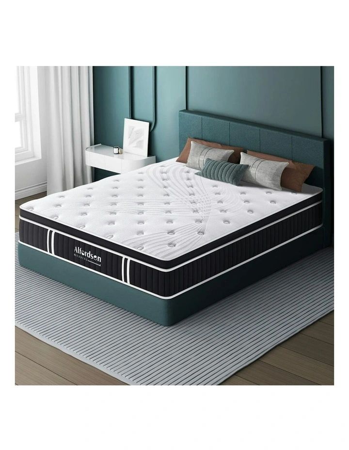 Double Bed Euro Top Spring Foam Bedding Medium Firm Mattress 22cm in White image 2