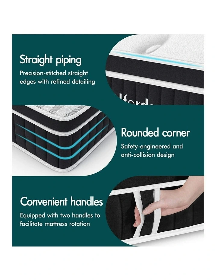 Double Bed Euro Top Spring Foam Bedding Medium Firm Mattress 22cm in White image 7