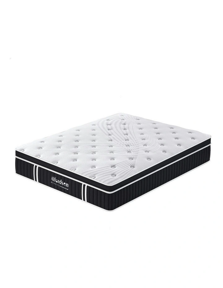 King Single Bed Euro Top Spring Foam Bedding Medium Firm Mattress 22cm in White image 1