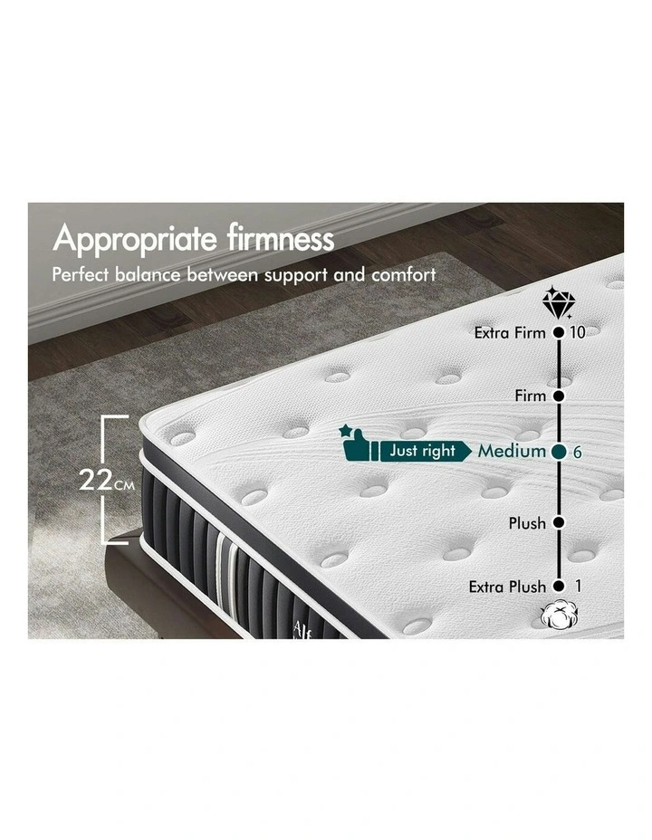 Queen Bed Euro Top Spring Foam Bedding Medium Firm Mattress 22cm in White image 4