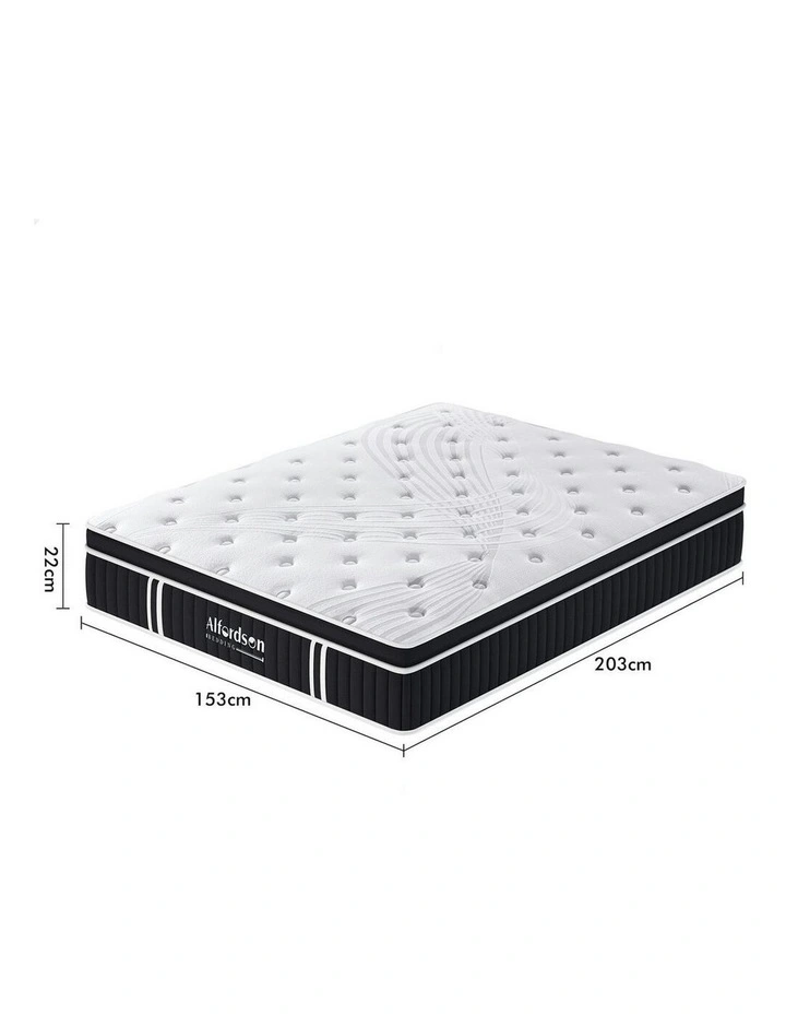 Queen Bed Euro Top Spring Foam Bedding Medium Firm Mattress 22cm in White image 6