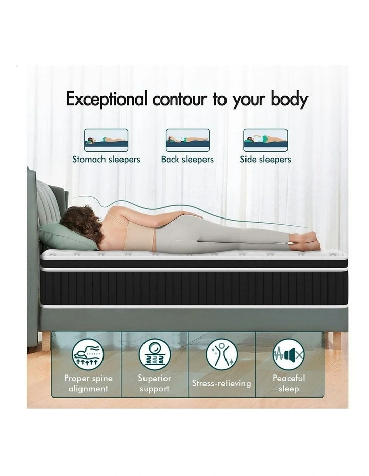 Single Bed Euro Top Spring Foam Bedding Medium Firm Mattress 22cm in White image 3