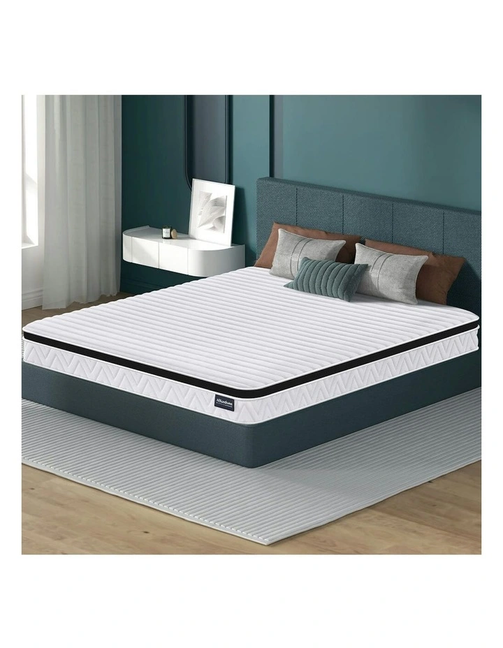 Double Bed Euro Top Spring Foam Bedding Mattress 17cm in White image 2