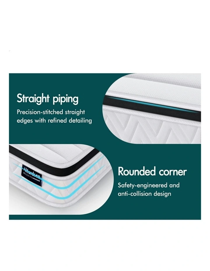 Double Bed Euro Top Spring Foam Bedding Mattress 17cm in White image 7