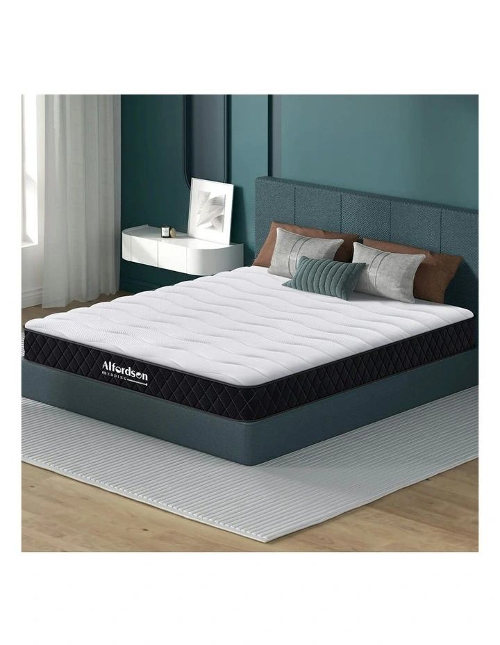 Double Bed Tight Top Spring Foam Bedding Medium Firm Mattress 15cm in White image 2