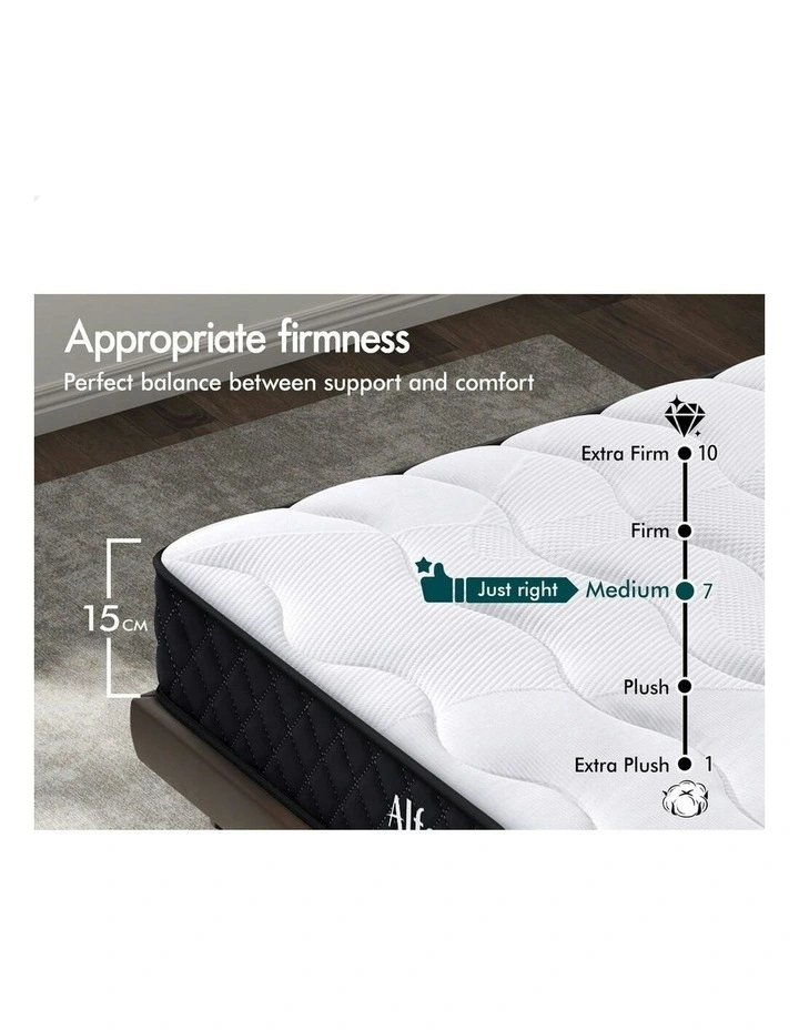 Bed Tight Top Spring Foam Bedding Mattress Queen 15cm in White image 4