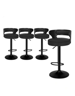 Linen Fabric All Bar Stools 4x Black