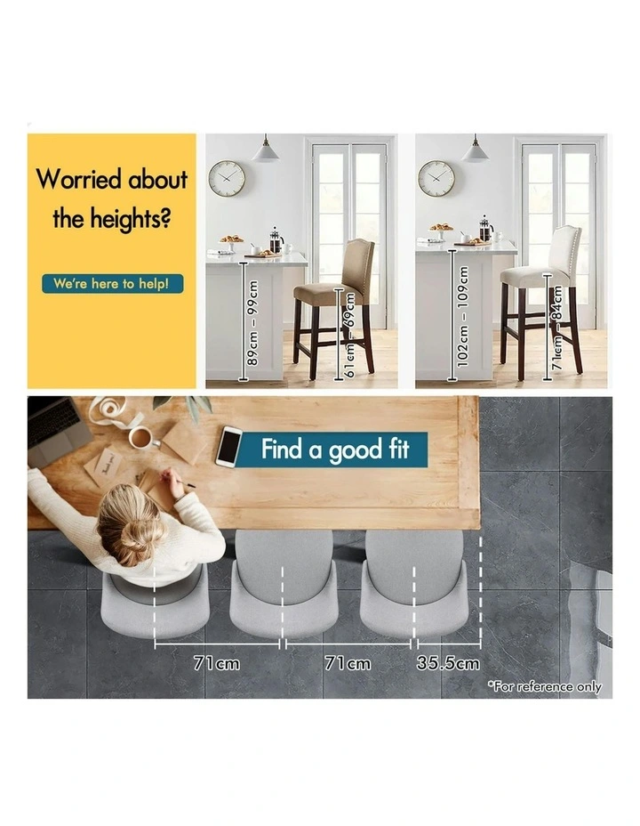 Linen Fabric All Bar Stools 4x Black image 3