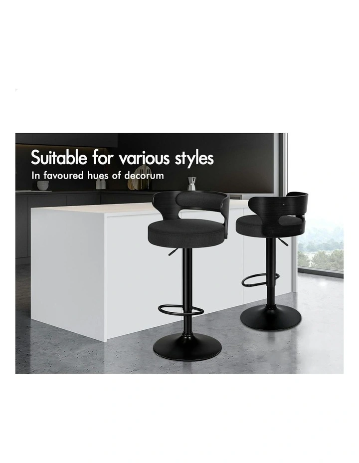 Linen Fabric All Bar Stools 4x Black image 6
