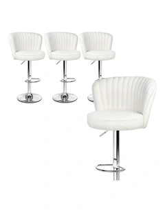 Widened Backrest Boucle Bar Stools 4x in White