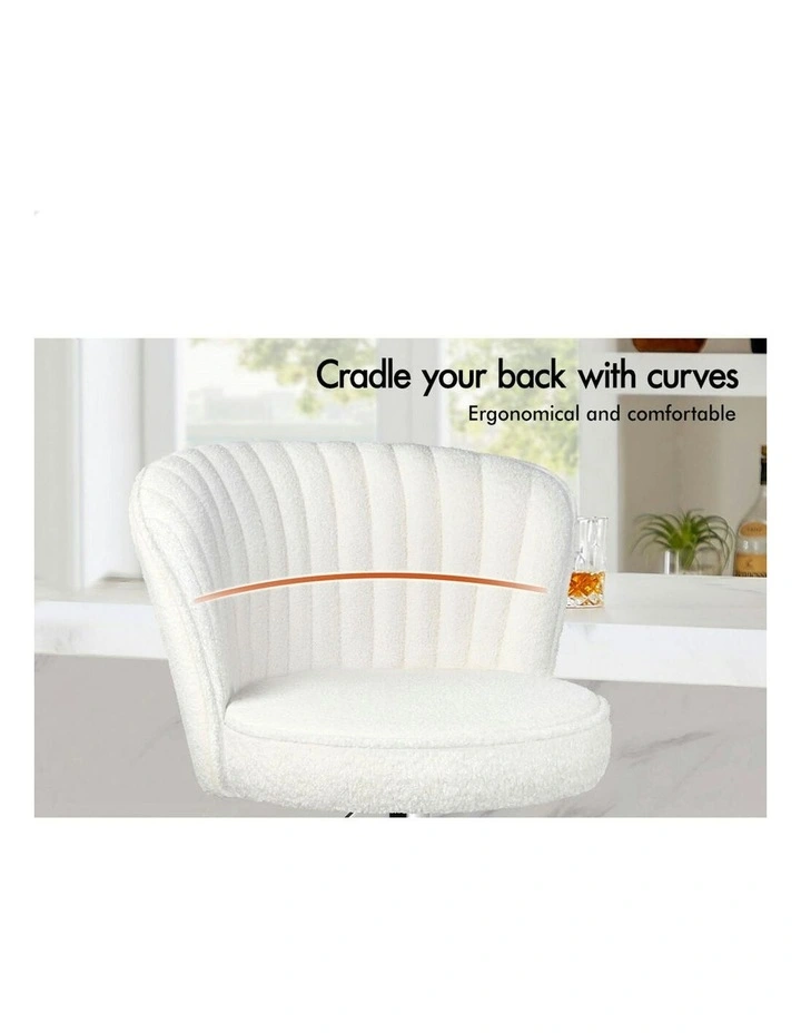 Widened Backrest Boucle Bar Stools 4x in White image 3