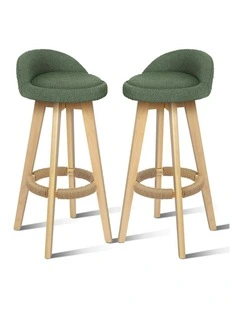 Liam Wooden Boucle Bar Stools 2x in Green