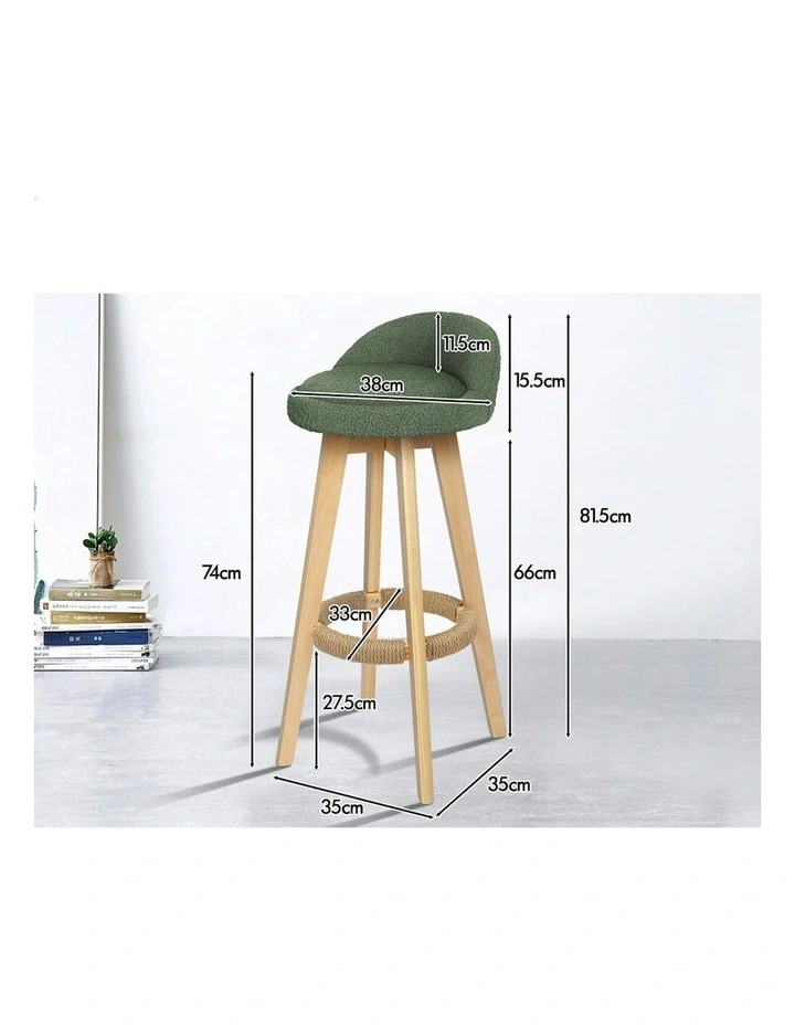 Liam Wooden Boucle Bar Stools 4x in Green image 6