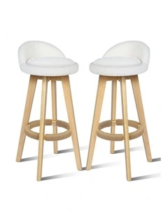Liam Wooden Boucle Bar Stools 2x in White