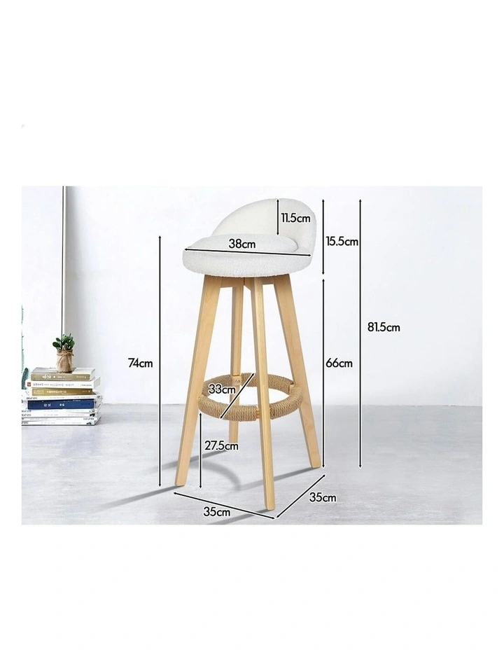 Liam Wooden Boucle Bar Stools 2x in White image 6