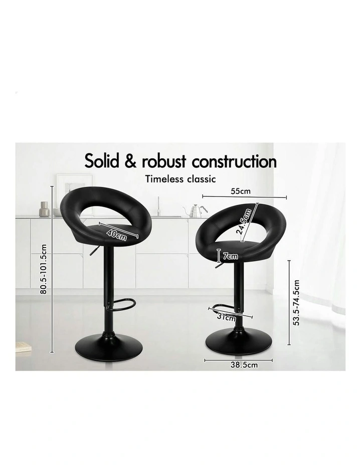 Ovadia Gas Lift All Bar Stools 2x in Black image 5