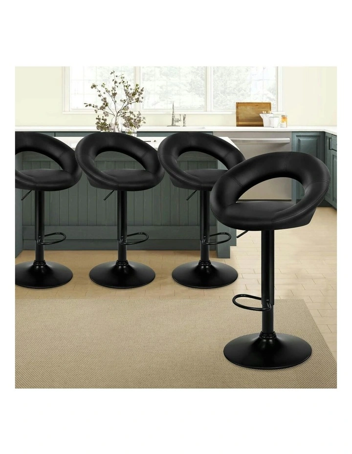 Ovadia Gas Lift All Bar Stools 4x in Black image 2