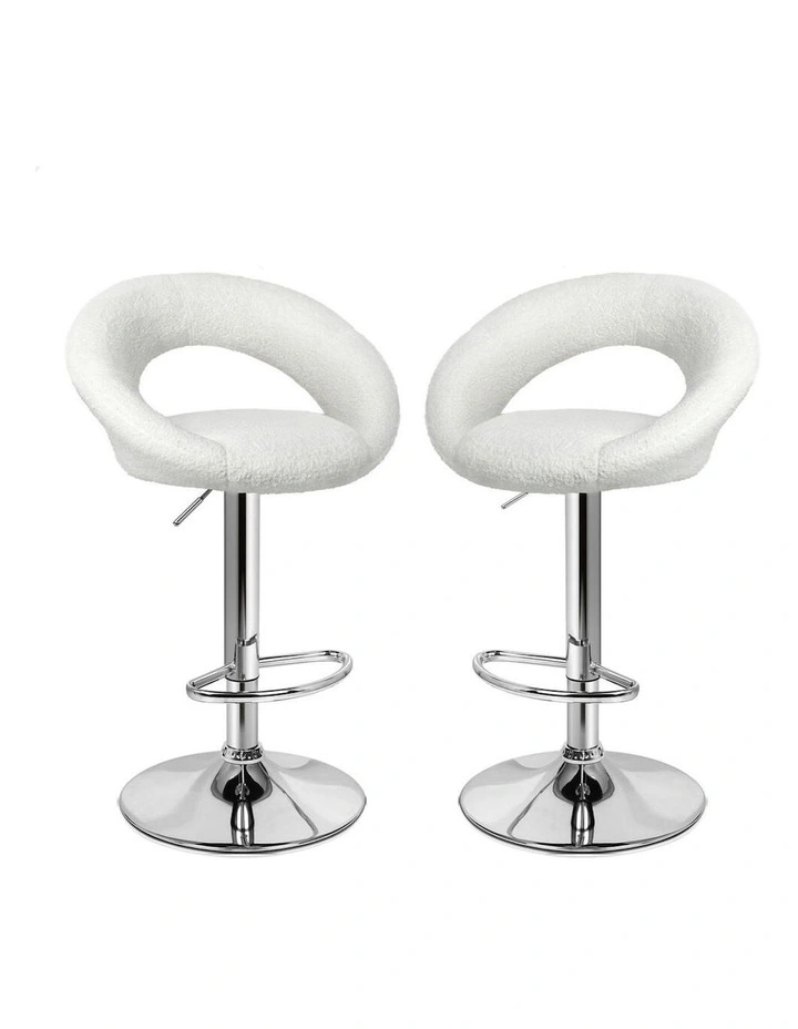 Ovadia Gas Lift Boucle Bar Stools 2x in White image 1