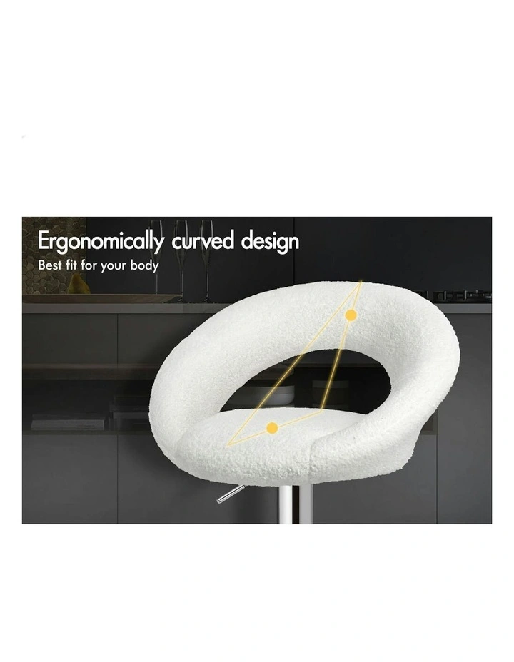 Ovadia Gas Lift Boucle Bar Stools 2x in White image 5