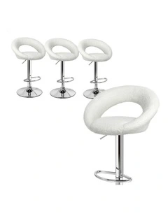 Ovadia Gas Lift Boucle Bar Stools 4x in White