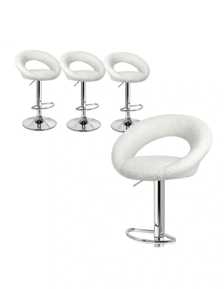 Ovadia Gas Lift Boucle Bar Stools 4x in White image 1