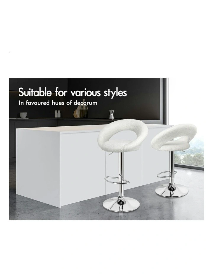 Ovadia Gas Lift Boucle Bar Stools 4x in White image 3