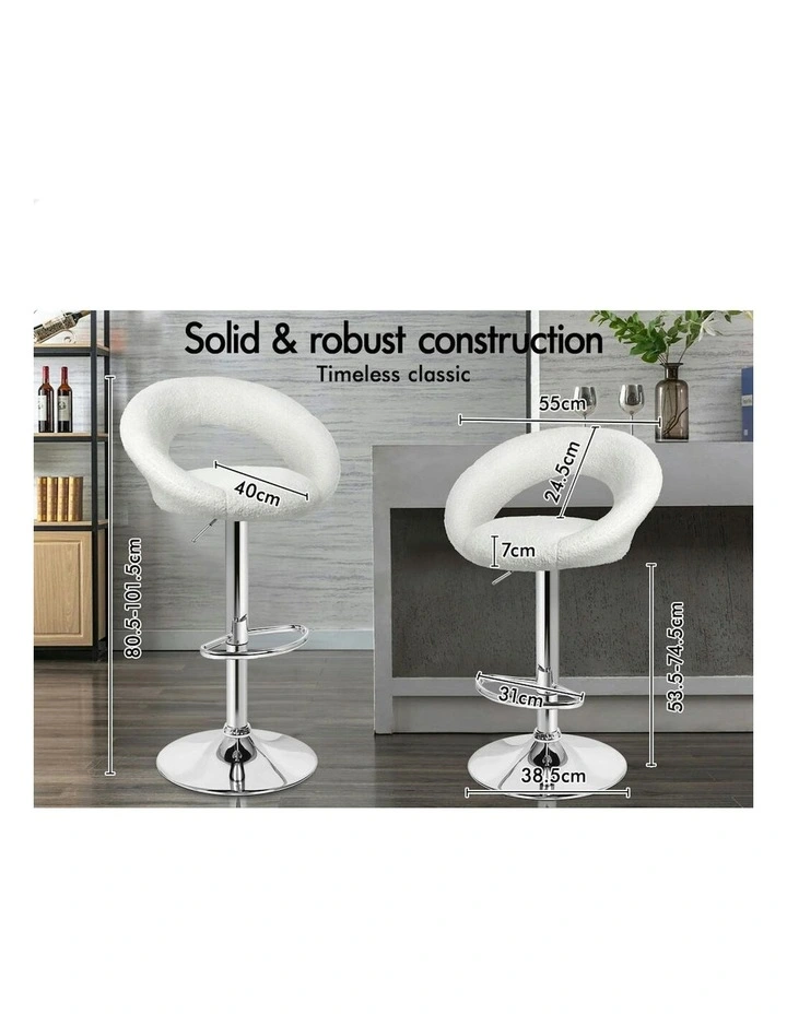 Ovadia Gas Lift Boucle Bar Stools 4x in White image 6