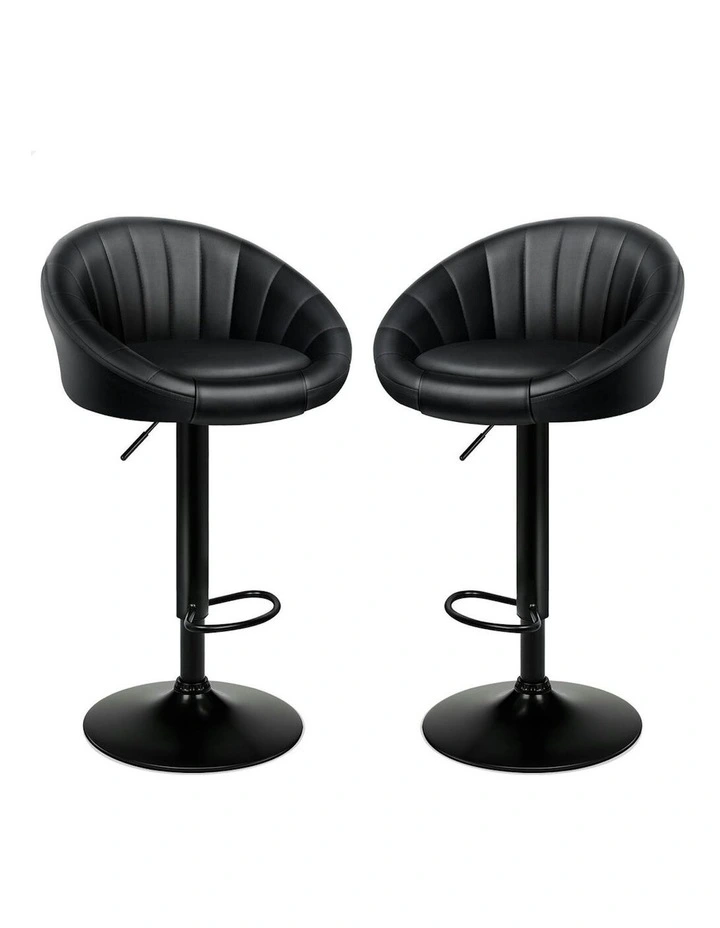 Leather Chair Bar Stools 2x in All Black image 1