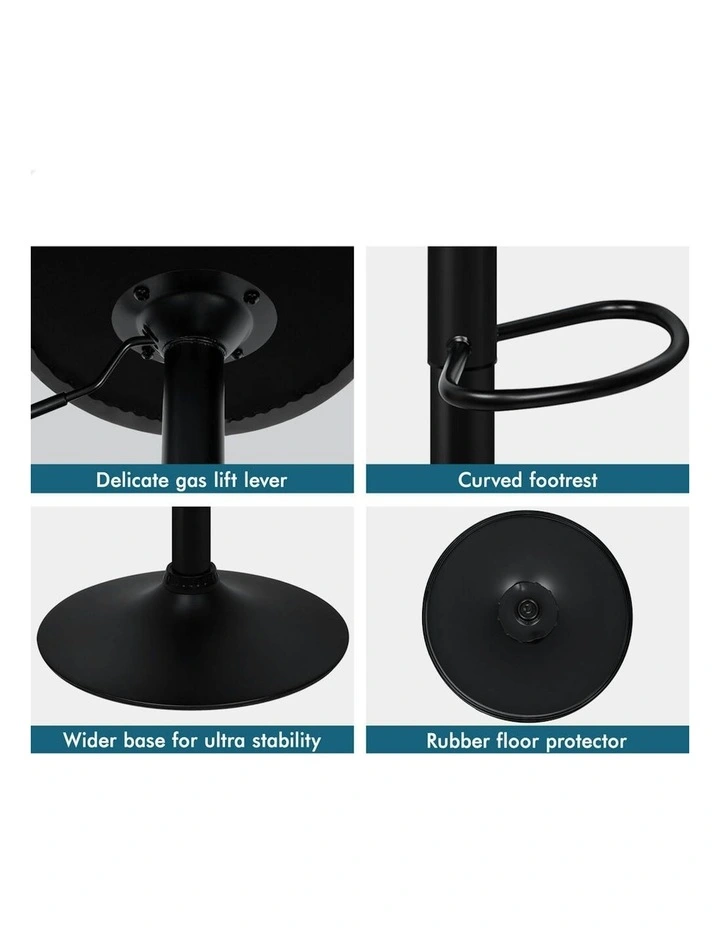 Leather Chair Bar Stools 2x in All Black image 7