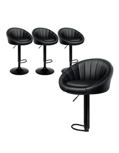 Leather Chair Bar Stools 4x in All Black