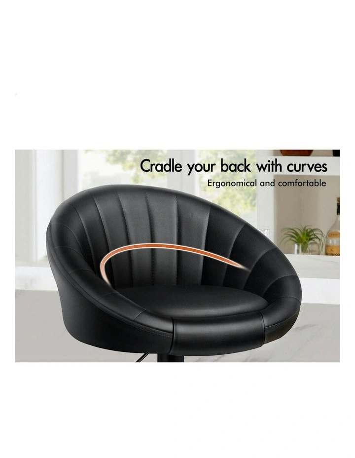 Leather Chair Bar Stools 4x in All Black image 4