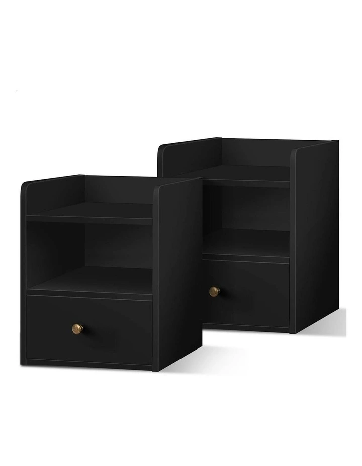 Bedside Table 2x in Black image 1