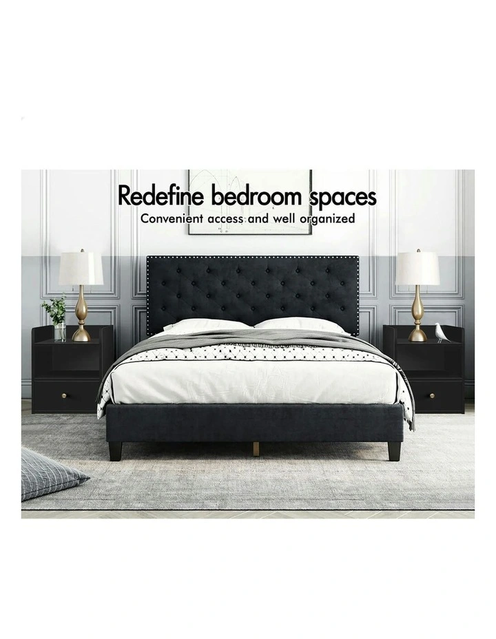 Bedside Table 2x in Black image 2