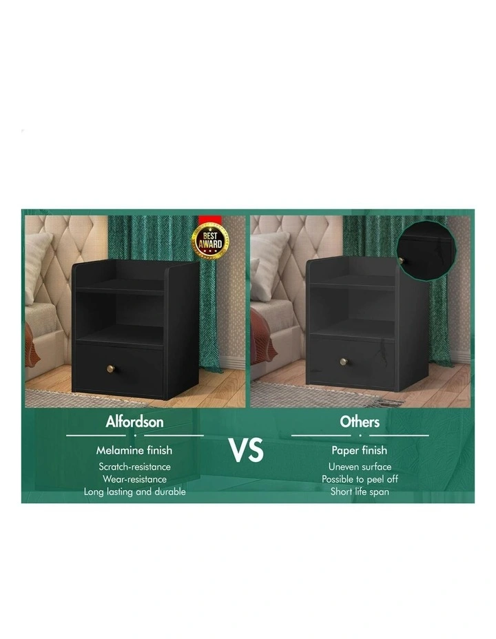 Bedside Table 2x in Black image 5