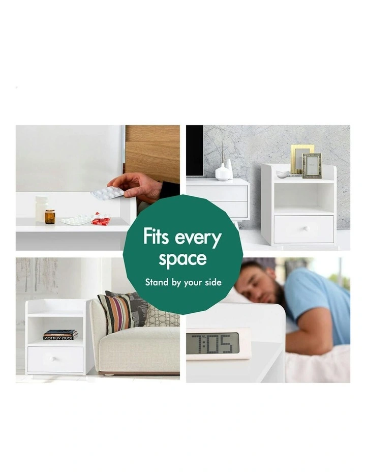 Bedside Table 2x in White image 3