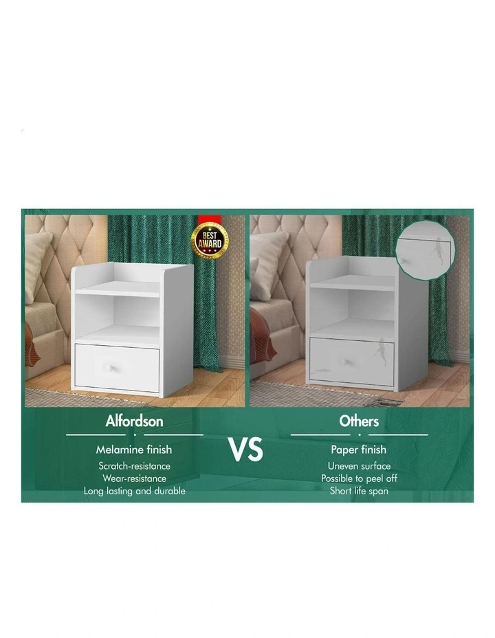 Bedside Table 2x in White image 5