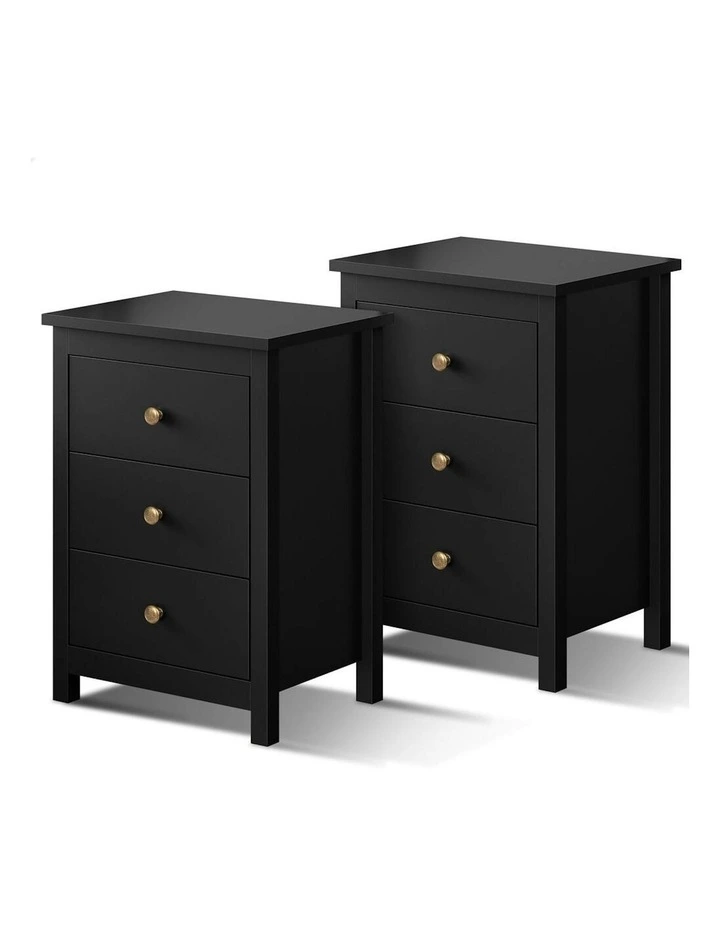 Bedside Table 2x in Black image 1
