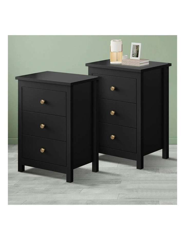 Bedside Table 2x in Black image 2