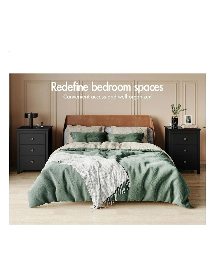 Bedside Table 2x in Black image 3