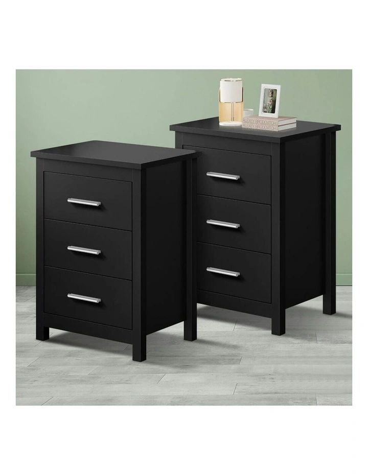 Bedside Table 2x in Black image 2