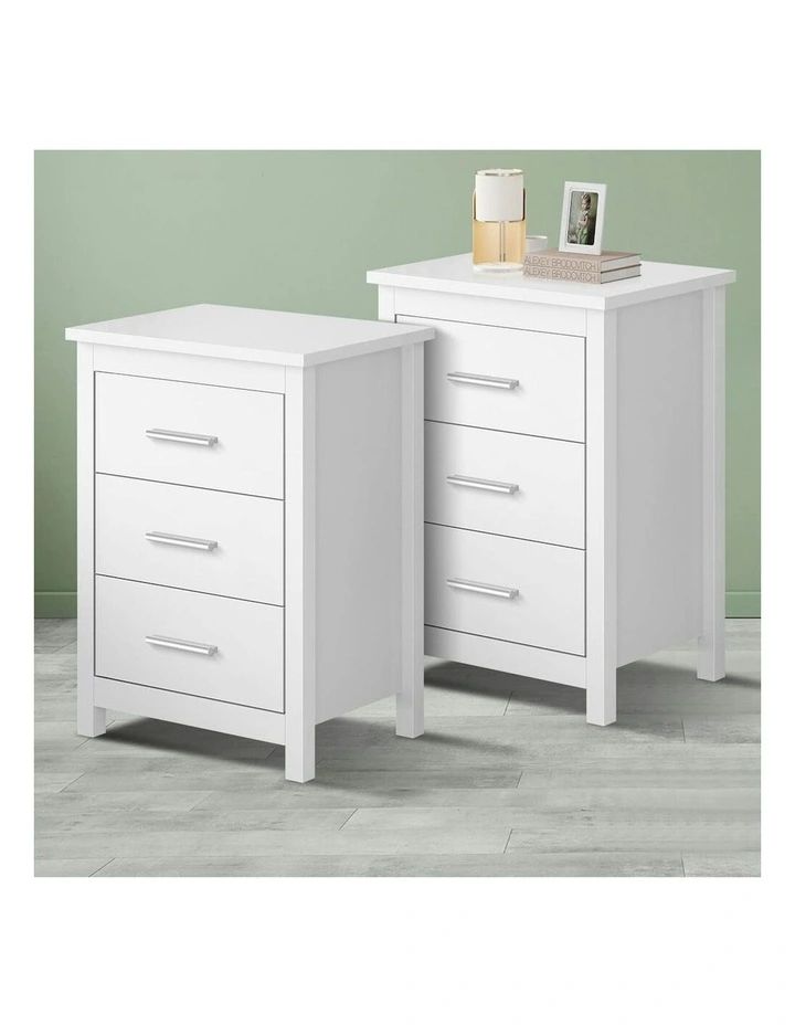 Bedside Table 2x in White image 2