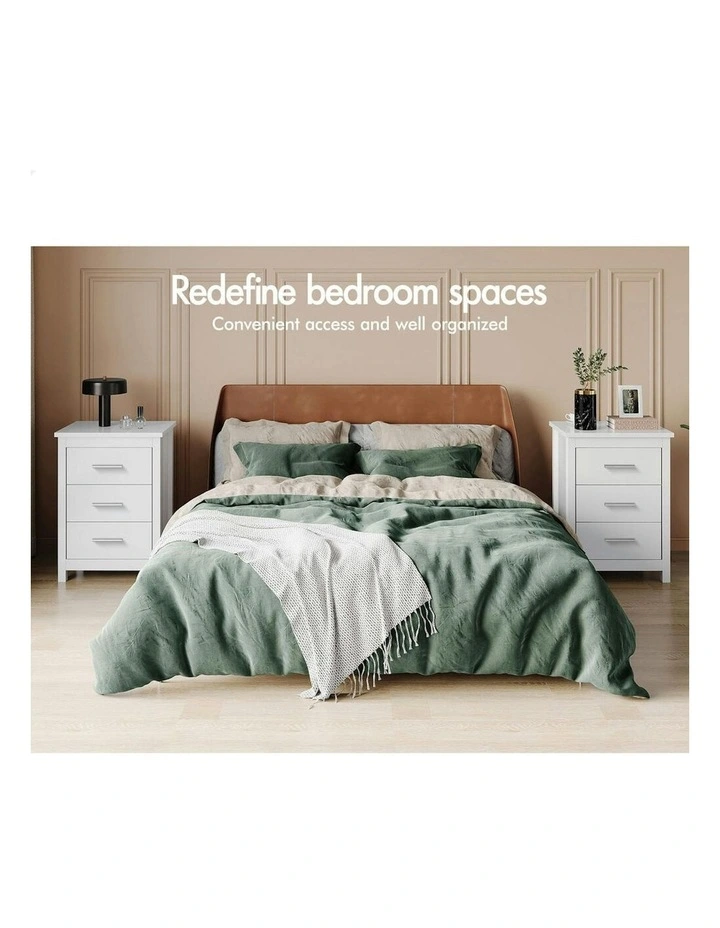 Bedside Table 2x in White image 3