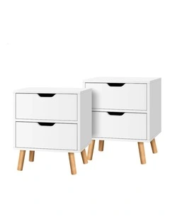Bedside Table 2x in White