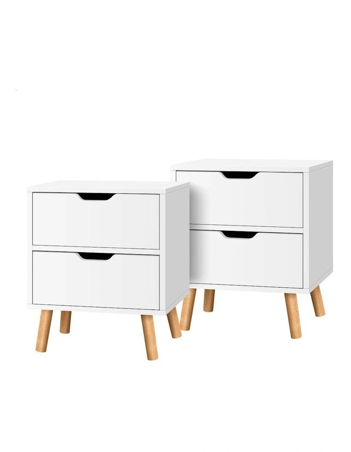 Bedside Table 2x in White image 1