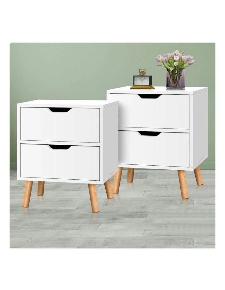 Bedside Table 2x in White image 2