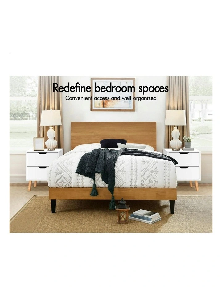 Bedside Table 2x in White image 3