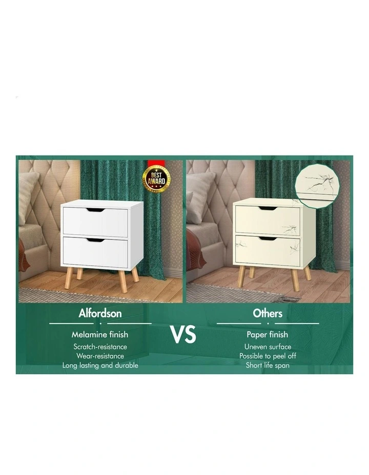 Bedside Table 2x in White image 4