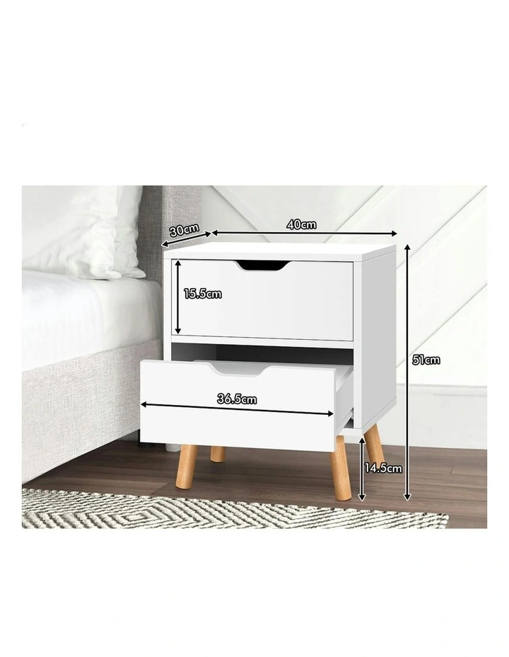 Bedside Table 2x in White image 6