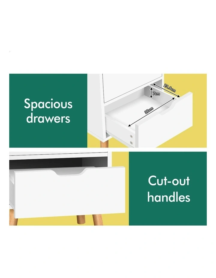 Bedside Table 2x in White image 7